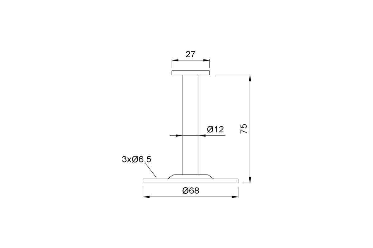 Product drawing KWS Handrail support 4609 / 4619