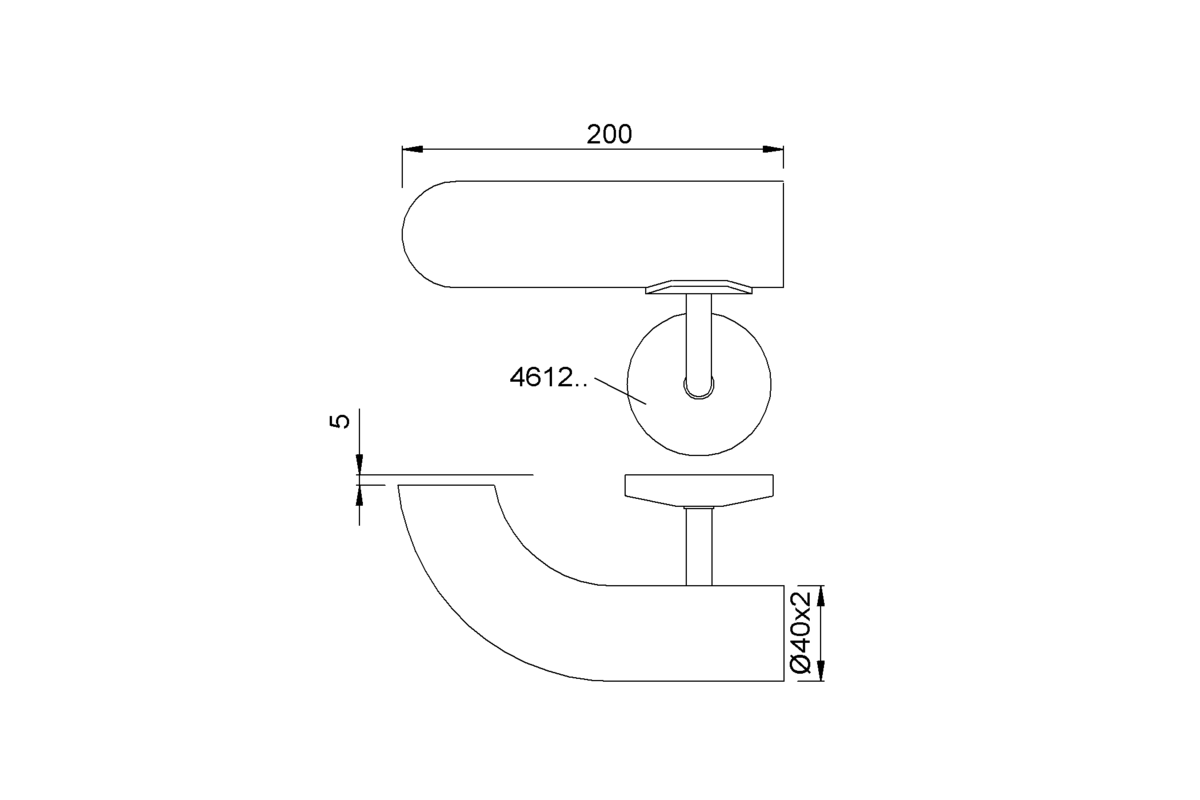 Product drawing KWS Handrail support 4626